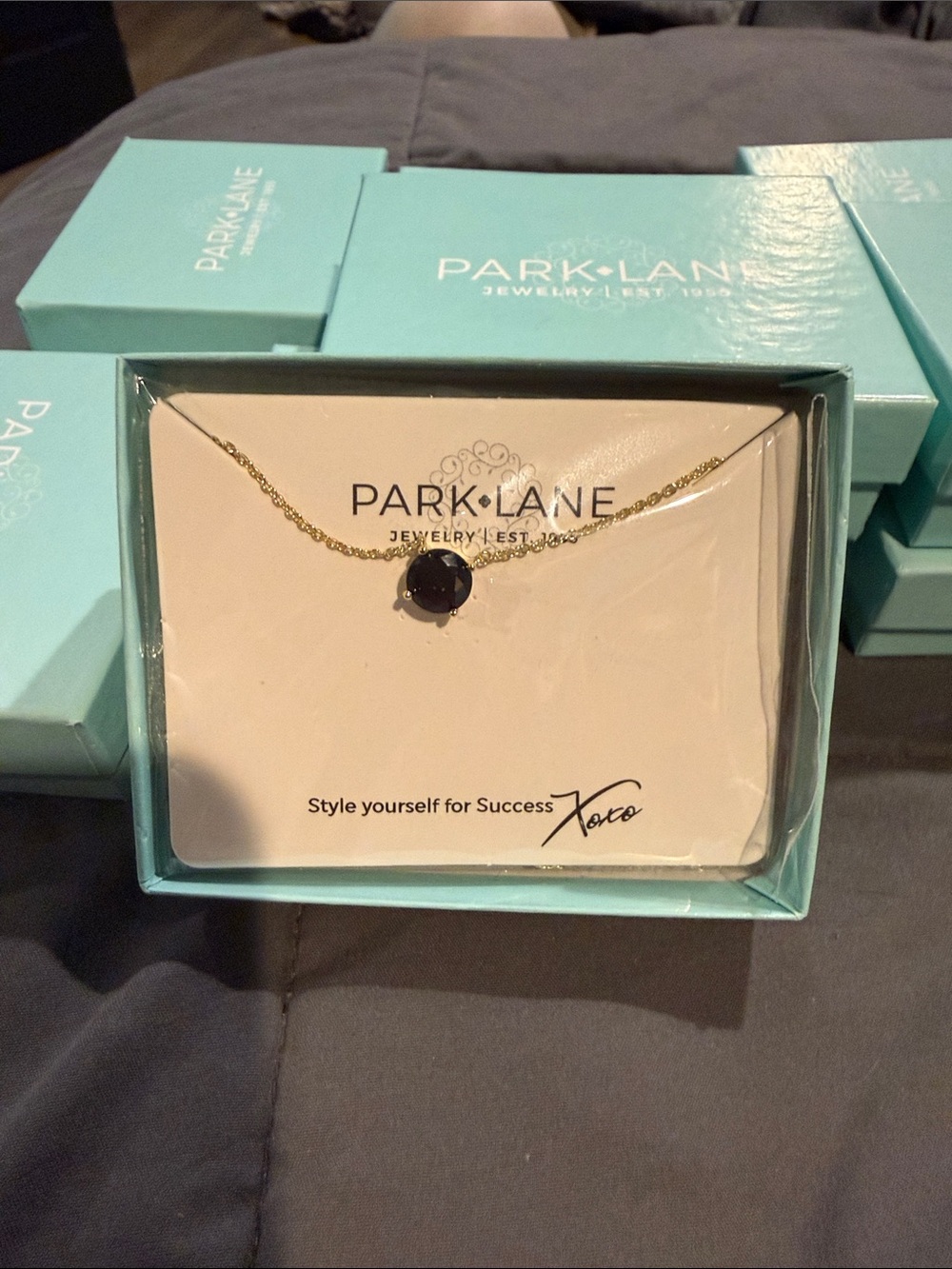 Park Lane Gold Chain Necklace with Black Round Pendant